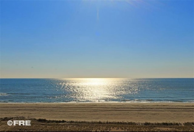 property view of water featuring a view of the beach