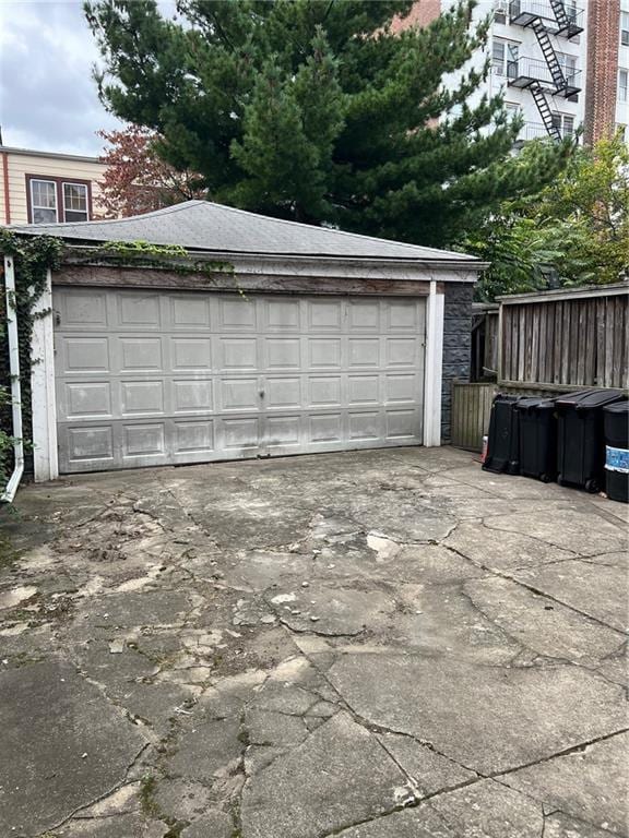 view of garage