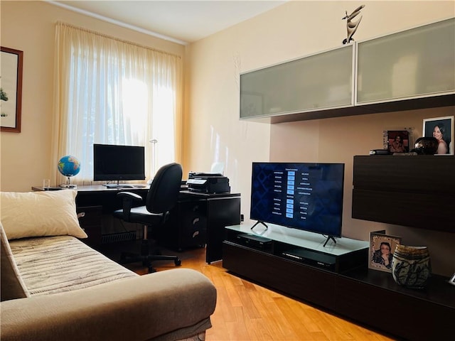 office featuring light wood-style flooring