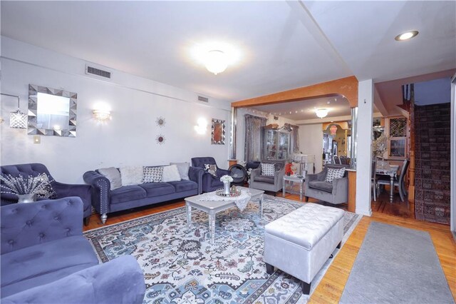 living room featuring hardwood / wood-style floors