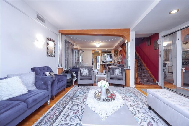 living room featuring wood-type flooring