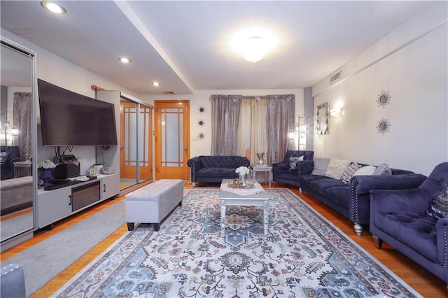 living room featuring wood-type flooring