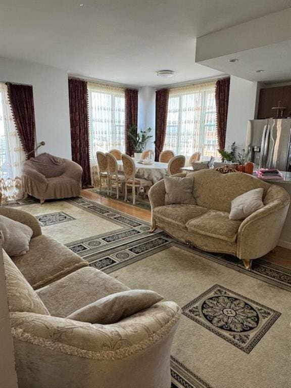 living room with hardwood / wood-style flooring