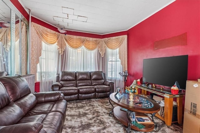 living room with carpet flooring