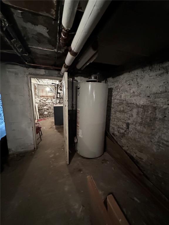 basement with water heater