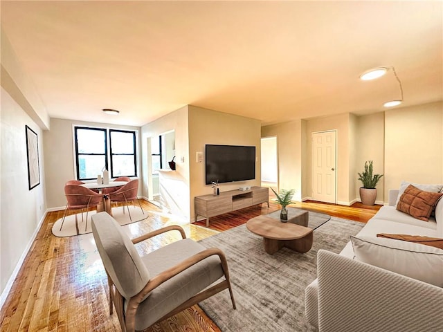 living room featuring light hardwood / wood-style floors