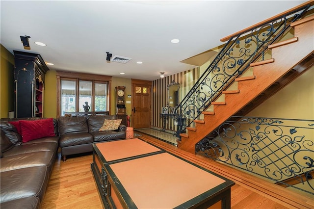 living room featuring light wood-type flooring