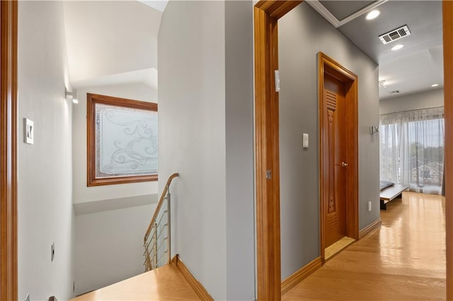 hallway featuring light wood-type flooring