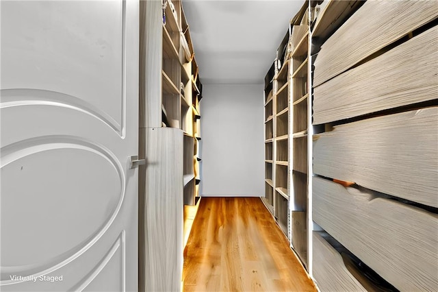 walk in closet featuring wood finished floors