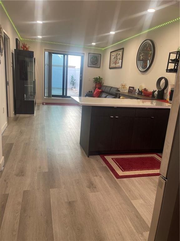 kitchen with light wood-type flooring