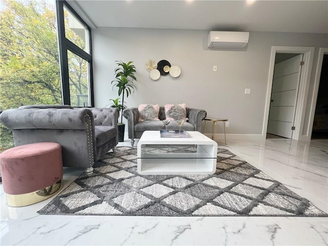 living room with a wall unit AC