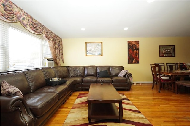 living room featuring light hardwood / wood-style flooring