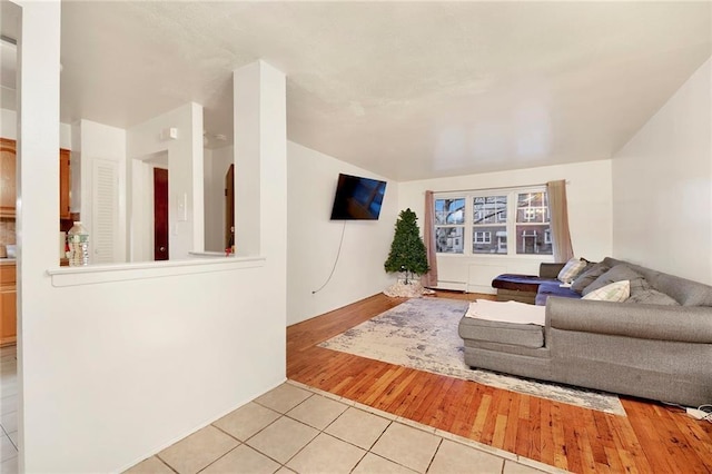 living room featuring light hardwood / wood-style flooring