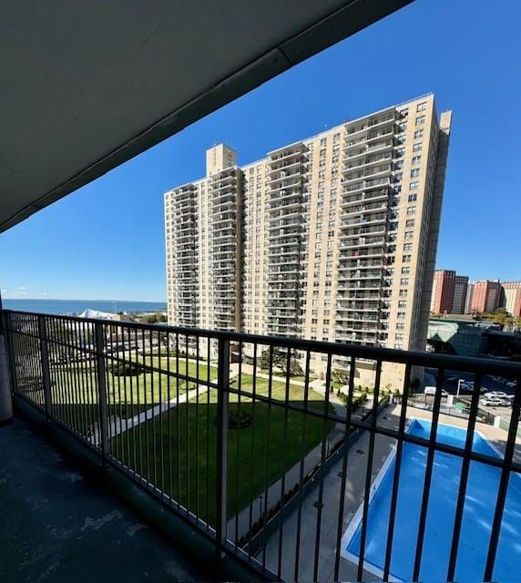 balcony featuring a view of city