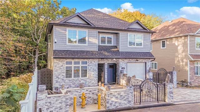 view of front of home with a garage