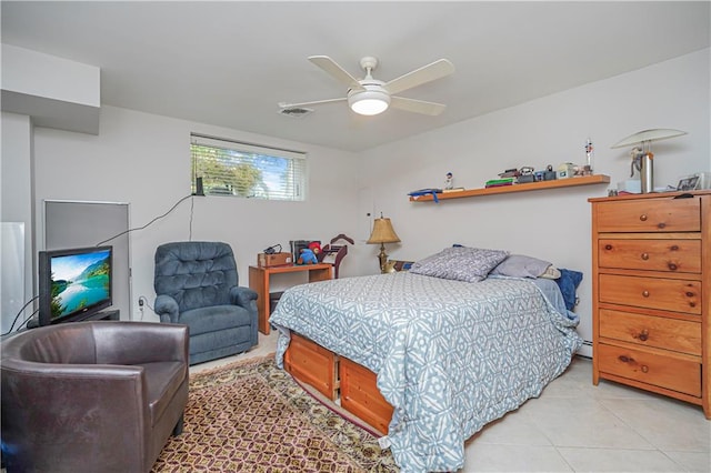 15 The Oval, Staten Island, NY 10304 - bedroom with visible vents, a ceiling fan, and light tile patterned flooring