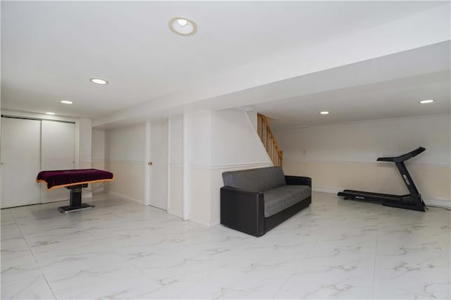 basement with pool table