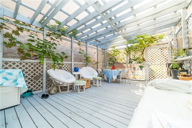 deck featuring a pergola