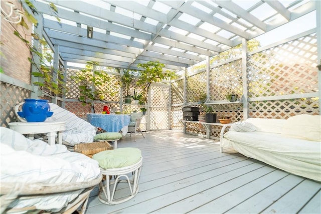 wooden deck with a pergola