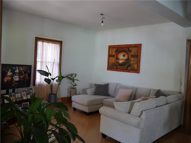 living room with hardwood / wood-style floors