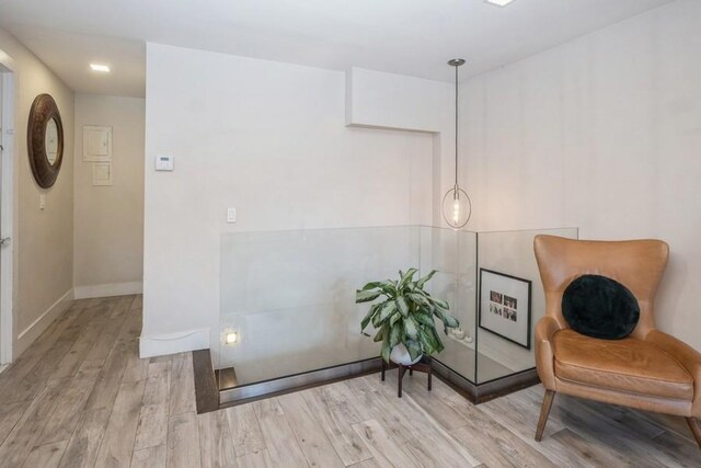 living area featuring light hardwood / wood-style flooring