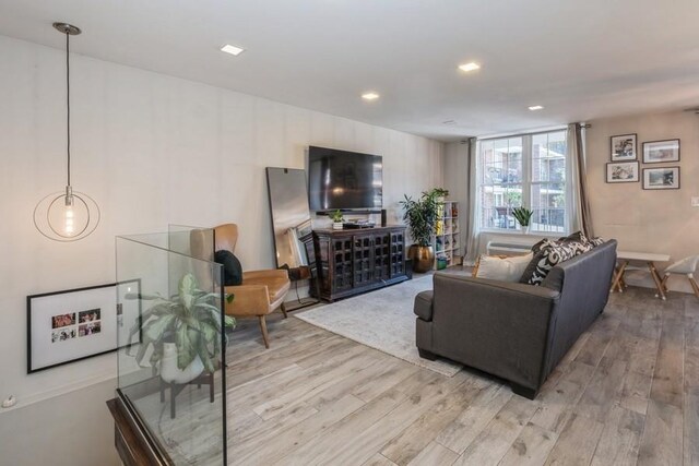 living room with hardwood / wood-style floors