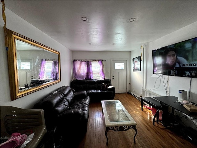 living room with hardwood / wood-style floors