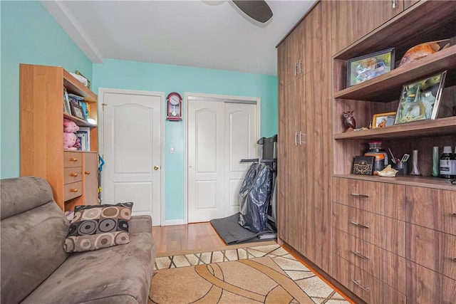 sitting room with light wood-type flooring