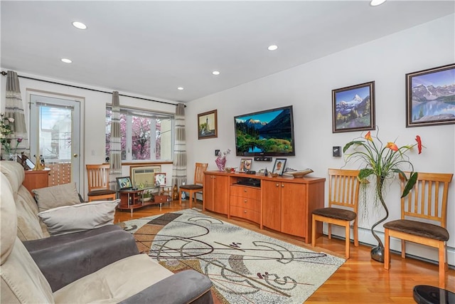 living room with hardwood / wood-style flooring