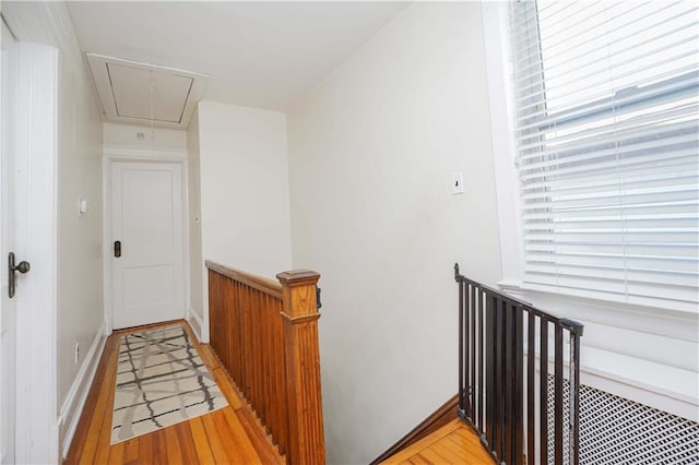 hallway with light hardwood / wood-style floors