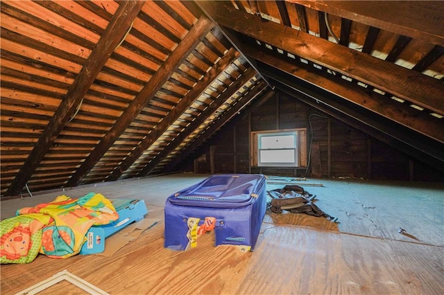 view of unfinished attic