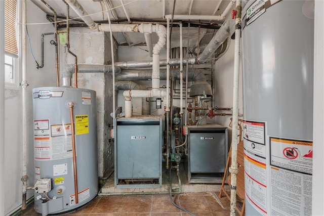 utility room with water heater