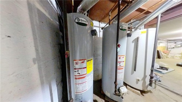 utility room with gas water heater