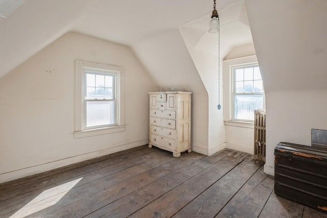 additional living space featuring hardwood / wood-style flooring and lofted ceiling