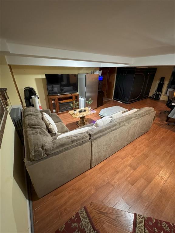 living room with hardwood / wood-style floors