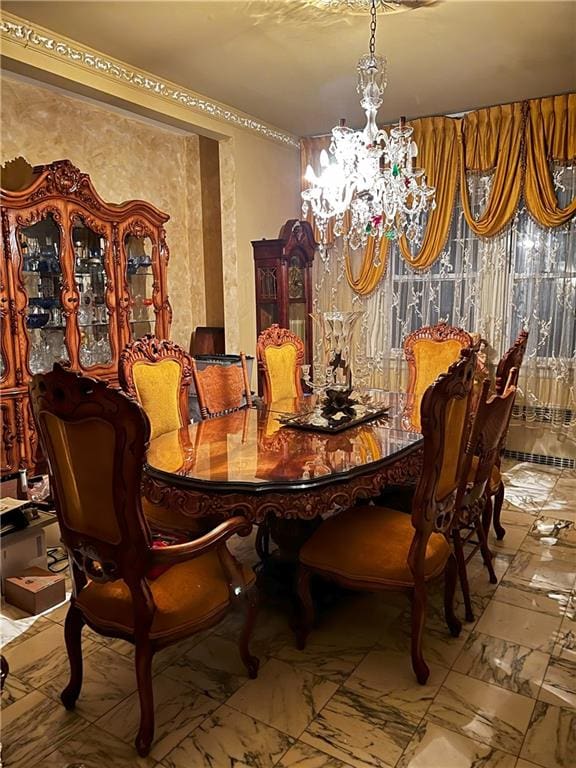 dining room featuring an inviting chandelier