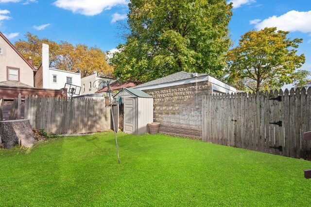 view of yard featuring a shed