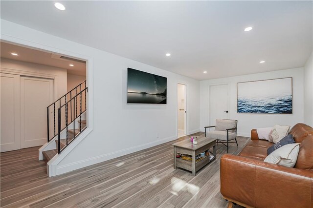 living room featuring light hardwood / wood-style floors