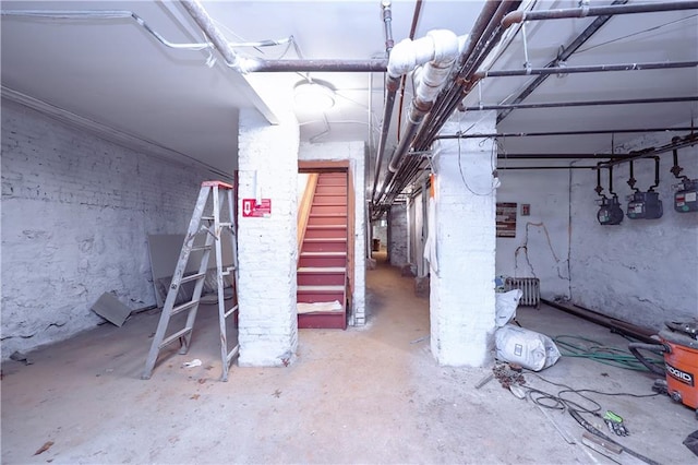 543 49th St, Brooklyn, NY 11220 - unfinished below grade area with stairway and radiator