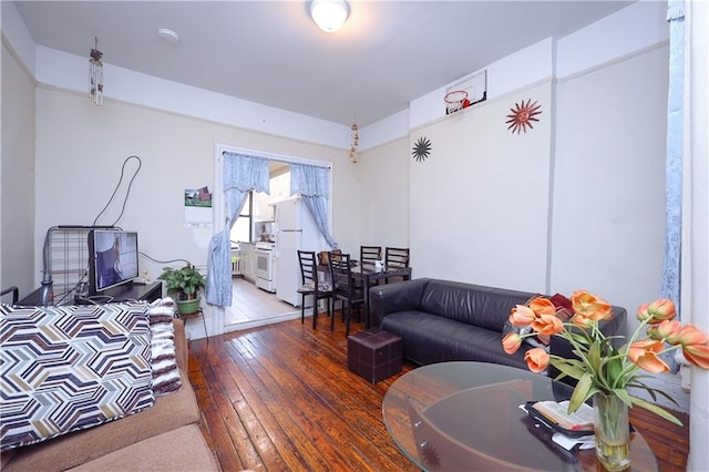 living room with hardwood / wood-style flooring