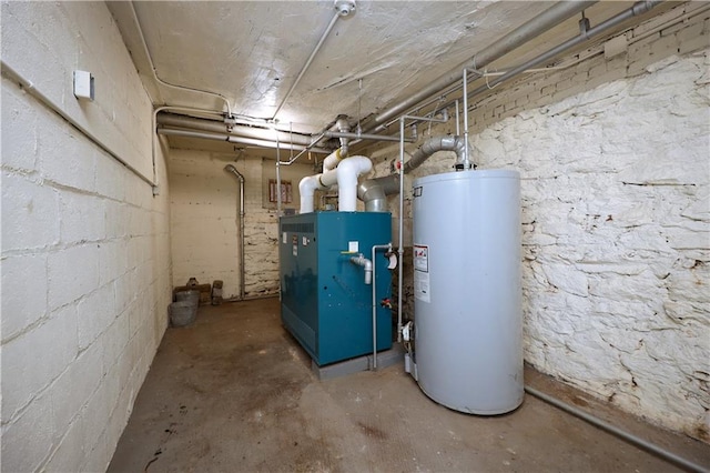 utility room featuring gas water heater