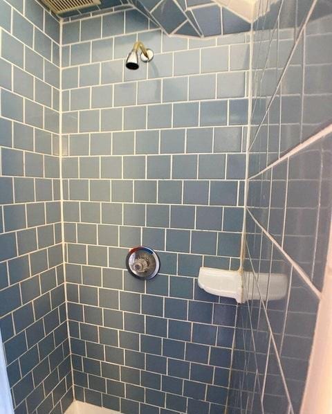 bathroom with tiled shower