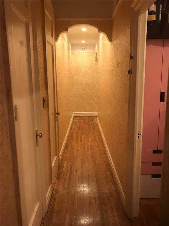 hallway featuring wood-type flooring