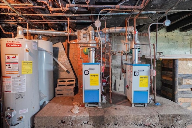 utility room featuring gas water heater