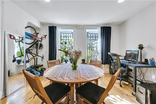 dining area featuring light hardwood / wood-style floors