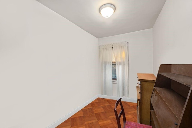 interior space with parquet floors