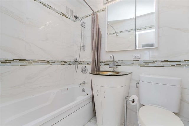 2930 W 5th St Unit 23K, Brooklyn, NY 11224 - bathroom with shower / tub combo with curtain, vanity, and tile walls