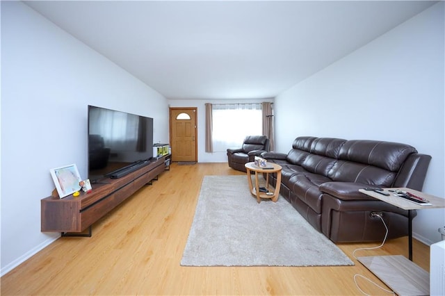 living room with light hardwood / wood-style floors