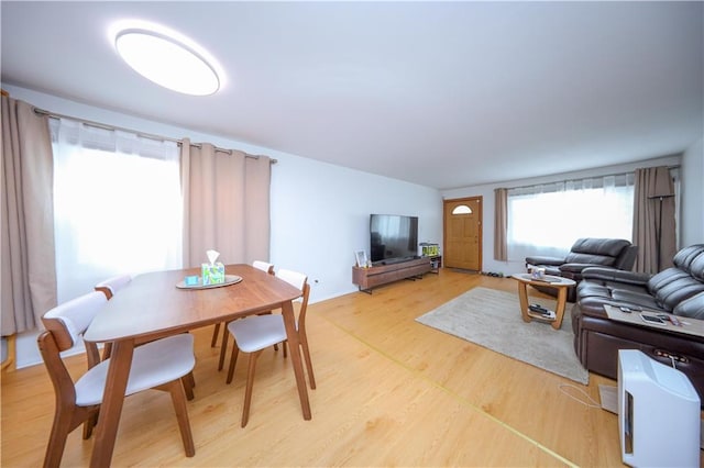 living room with light hardwood / wood-style flooring