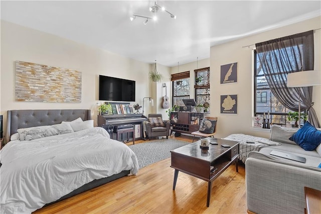 bedroom with hardwood / wood-style floors